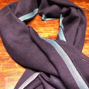 Cashmere Scarf - Navy With Turquoise and White Trim